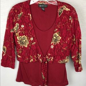 Maroon Tank Top with built-in Front Tie Shirt by INC. SZ M